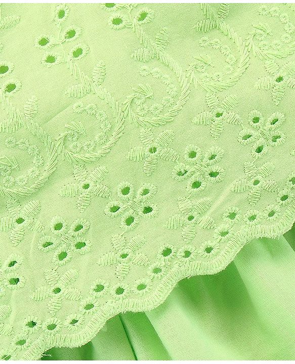 Babyhug Sleeveless Frock With Headband Schiffli Design - Green