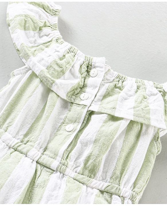 Babyhug Sleeveless Cotton Jumpsuit Stripes Print- Green