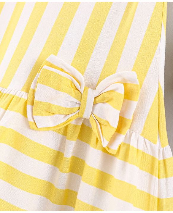 Babyhug Sleeveless Striped Frock - Yellow