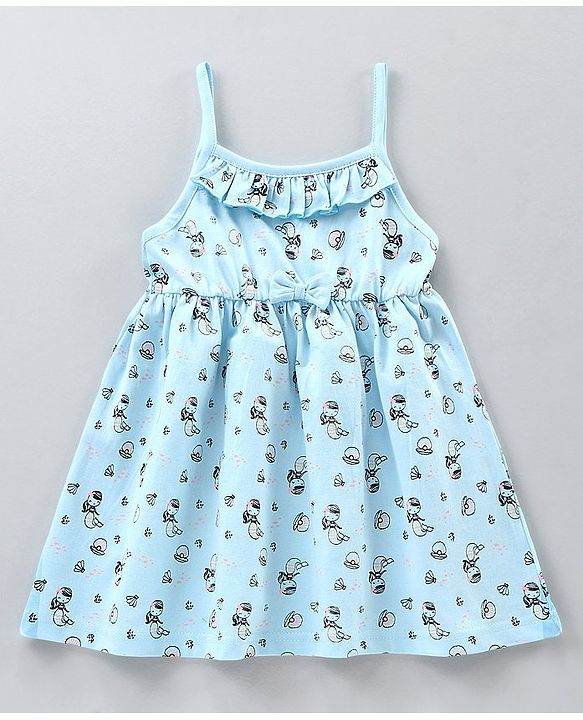 Babyhug Sleeveless Knee Length 100% Cotton Frock Pack of 2 - Green Blue