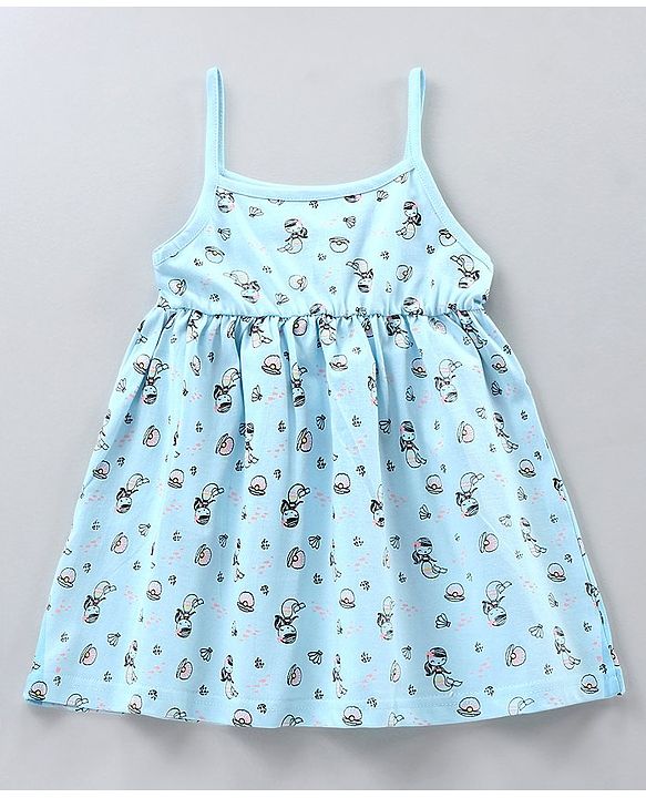 Babyhug Sleeveless Knee Length 100% Cotton Frock Pack of 2 - Green Blue