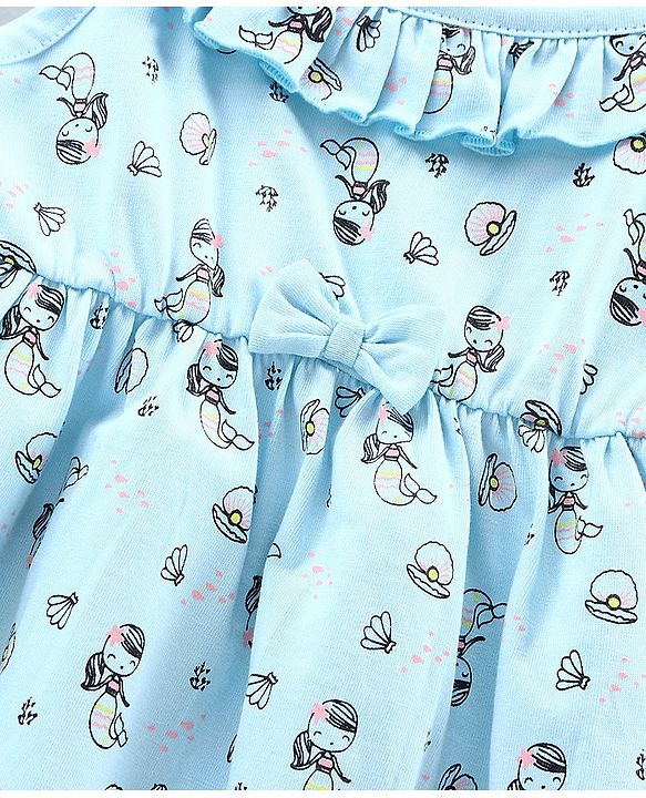 Babyhug Sleeveless Knee Length 100% Cotton Frock Pack of 2 - Green Blue