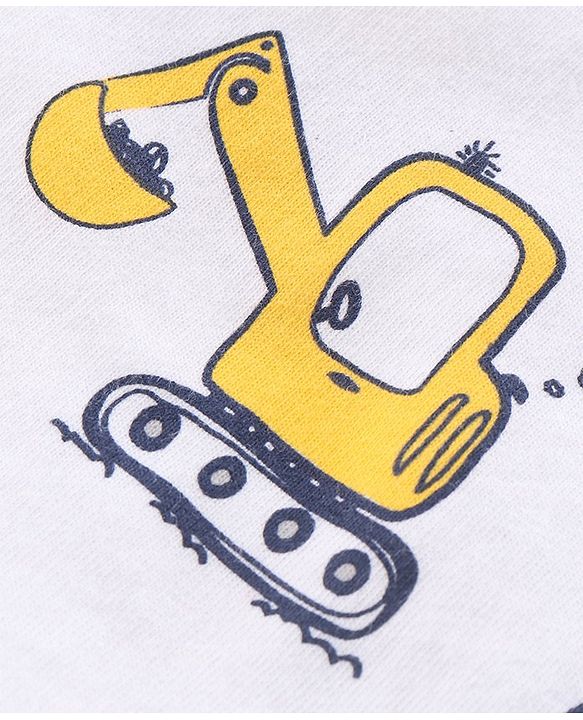 Babyhug Half Sleeves T-Shirt & Pyjama Set Construction Vehicle Print - Yellow White