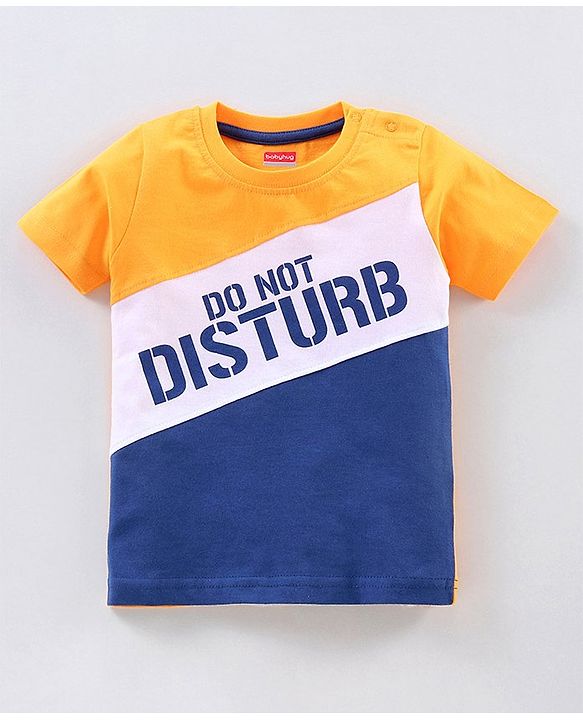 Babyhug Half Sleeves Tee & Pyjama Set Text Print - Yellow Blue