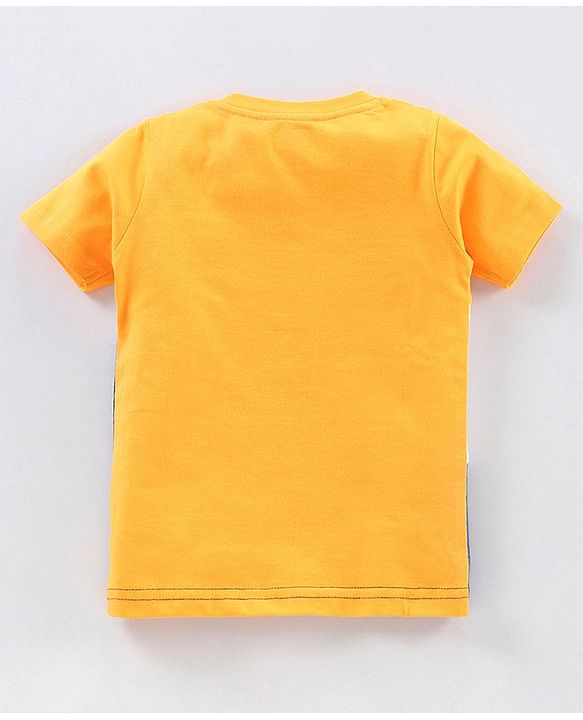 Babyhug Half Sleeves Tee & Pyjama Set Text Print - Yellow Blue