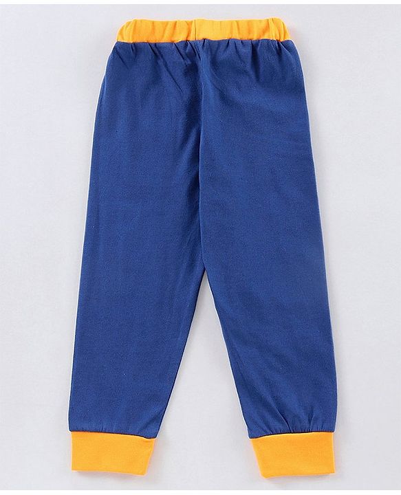 Babyhug Half Sleeves Tee & Pyjama Set Text Print - Yellow Blue