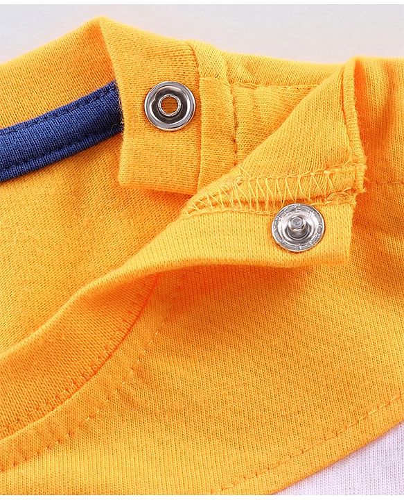 Babyhug Half Sleeves Tee & Pyjama Set Text Print - Yellow Blue