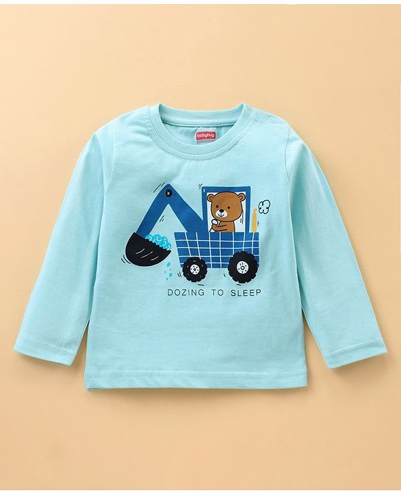 Babyhug Full Sleeves Pyjama Set Bear & Crane Print - Blue