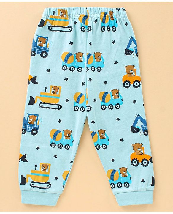 Babyhug Full Sleeves Pyjama Set Bear & Crane Print - Blue