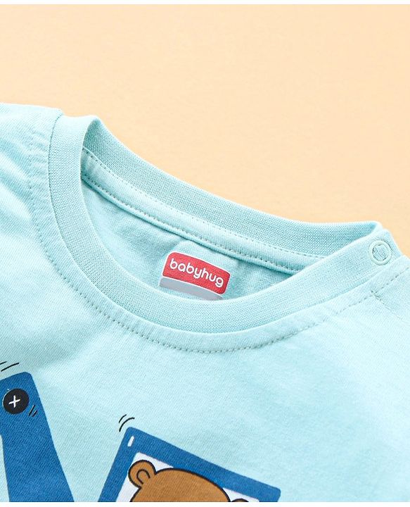 Babyhug Full Sleeves Pyjama Set Bear & Crane Print - Blue