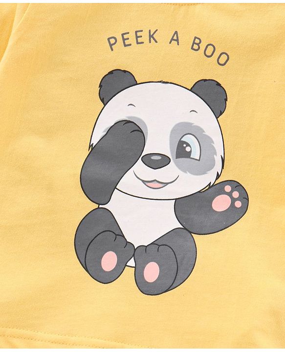 Babyhug Half Sleeves T-Shirt & Shorts Set Bear & Stripes Print - Red Blue