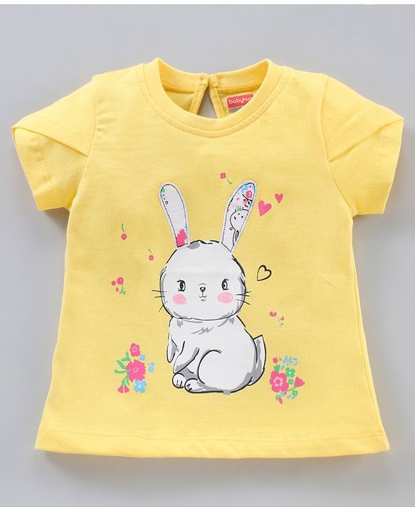Babyhug Half Sleeves Cotton Night Suit Bunny Print - Yellow White