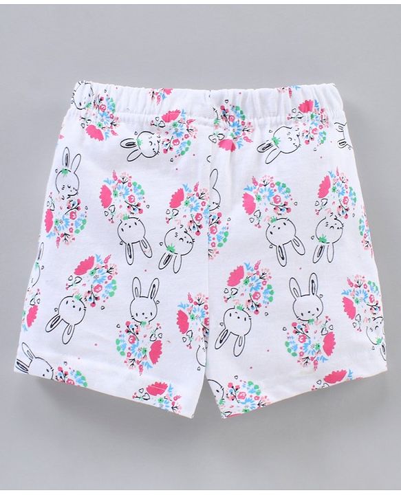 Babyhug Half Sleeves Cotton Night Suit Bunny Print - Yellow White