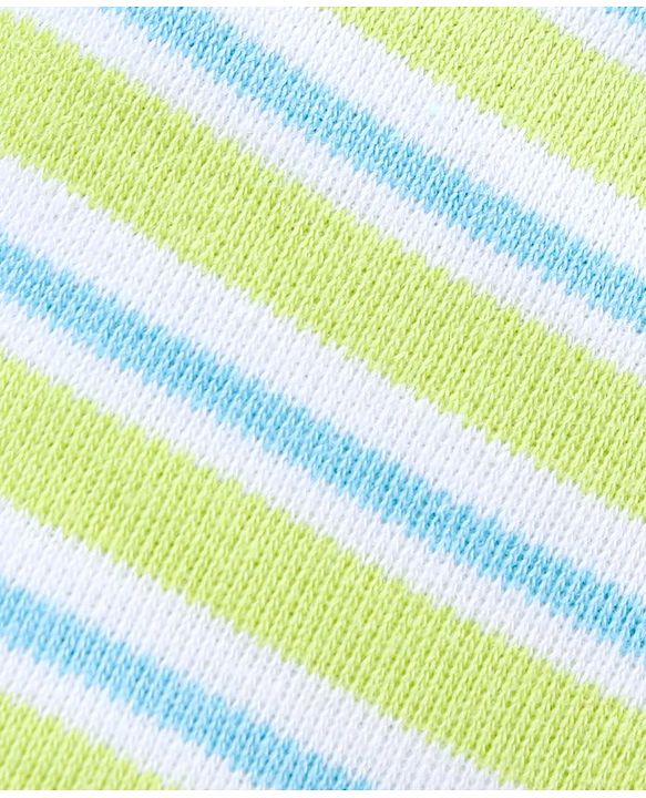 Babyhug Cotton Mittens & Booties Set Striped - Blue Green