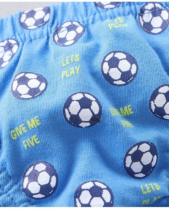 Babyhug 100% Cotton Briefs Football Print Pack of 3 - Blue Green