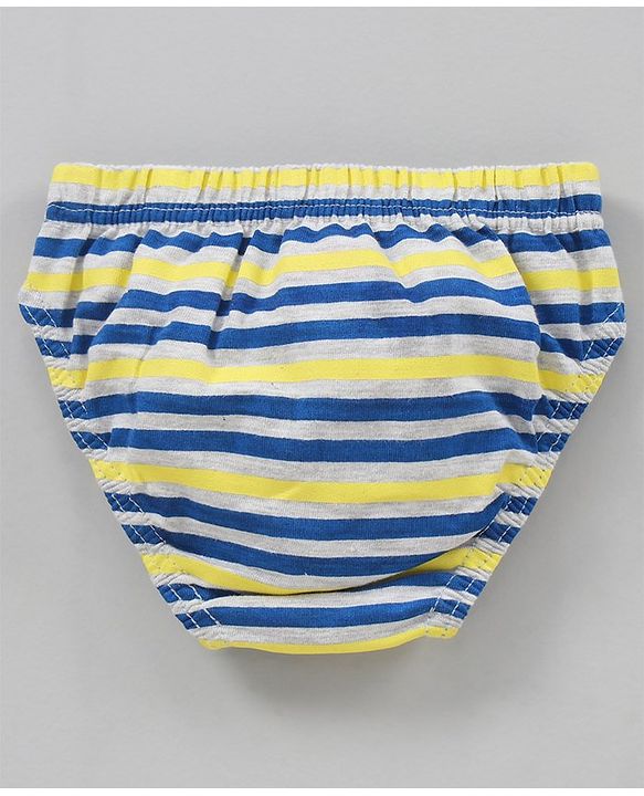 Babyhug Antibacterial Cotton Briefs Printed Pack of 3- Blue Yellow