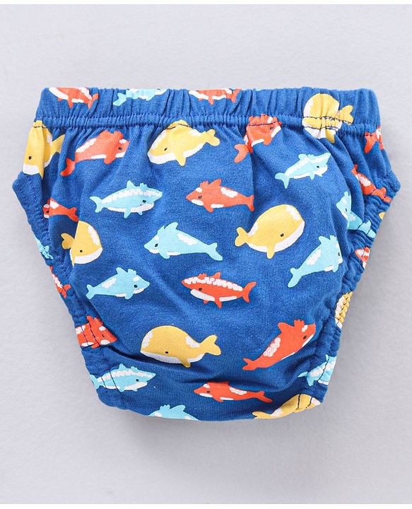 Babyhug Antibacterial Fish Print & Striped Briefs Pack Of 3 - Multicolor