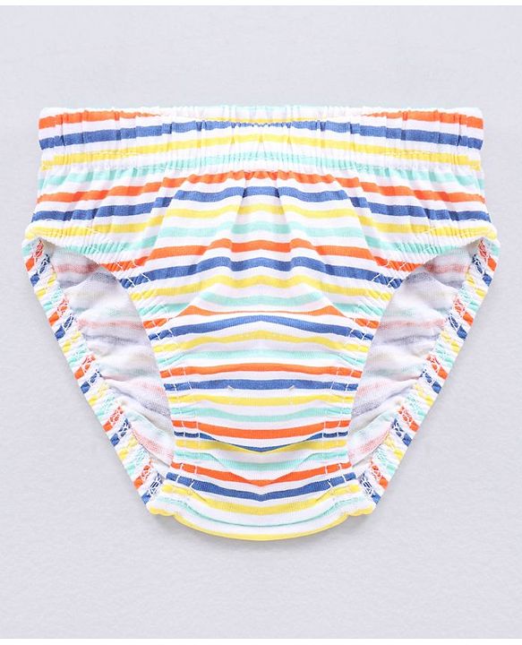 Babyhug Antibacterial Fish Print & Striped Briefs Pack Of 3 - Multicolor