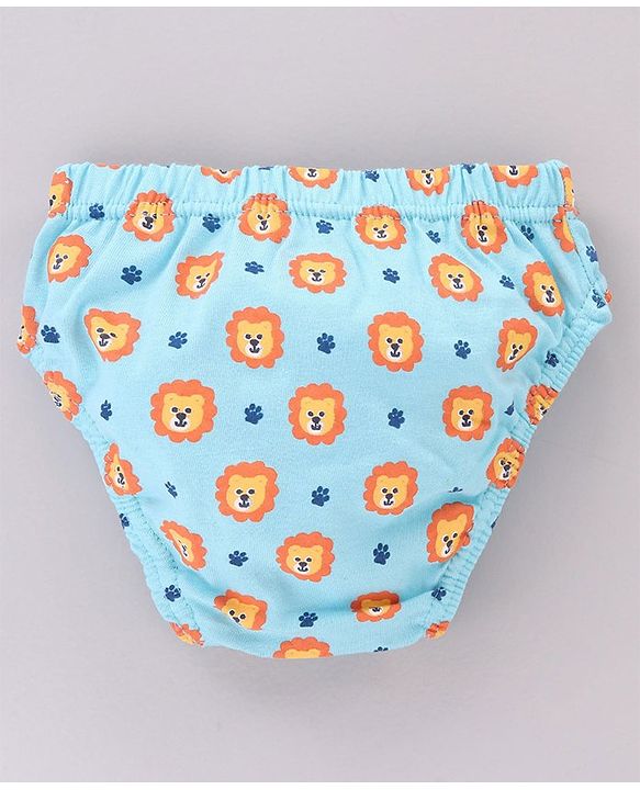 Babyhug Cotton Lion Print & Striped Briefs Pack Of 3 - Blue & Orange