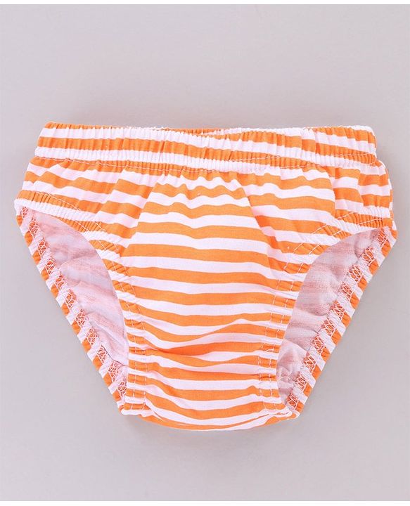 Babyhug Cotton Lion Print & Striped Briefs Pack Of 3 - Blue & Orange