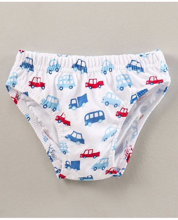Babyhug Anti-Bacterial Briefs Vehicle Print & Striped Pack Of 3 - Multicolour