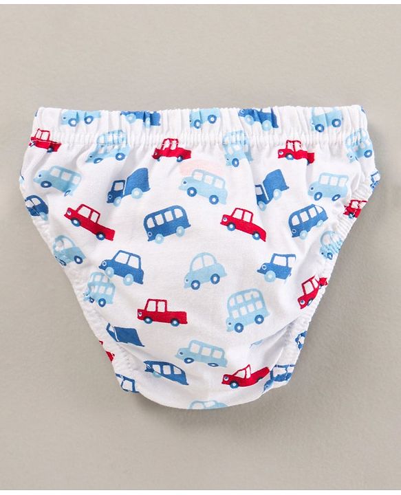 Babyhug Anti-Bacterial Briefs Vehicle Print & Striped Pack Of 3 - Multicolour