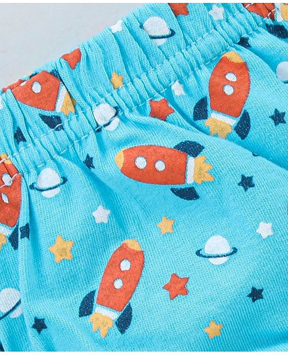 Babyhug Antibacterial Cotton Briefs Rocket And Star Print Pack Of 3 - Blue Orange