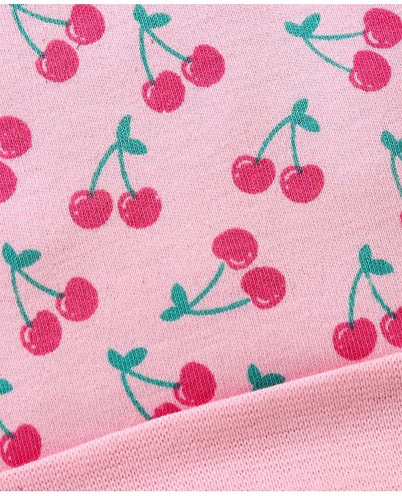 Babyhug 100% Cotton Cap Mittens & Booties Set Cherry Print Pink - Diameter 12 cm