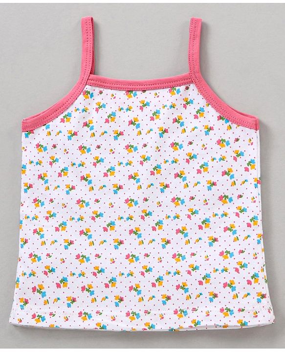 Babyhug 100% Cotton Sleeveless Slips Multi Prints Pack of 3 - Pink Orange White