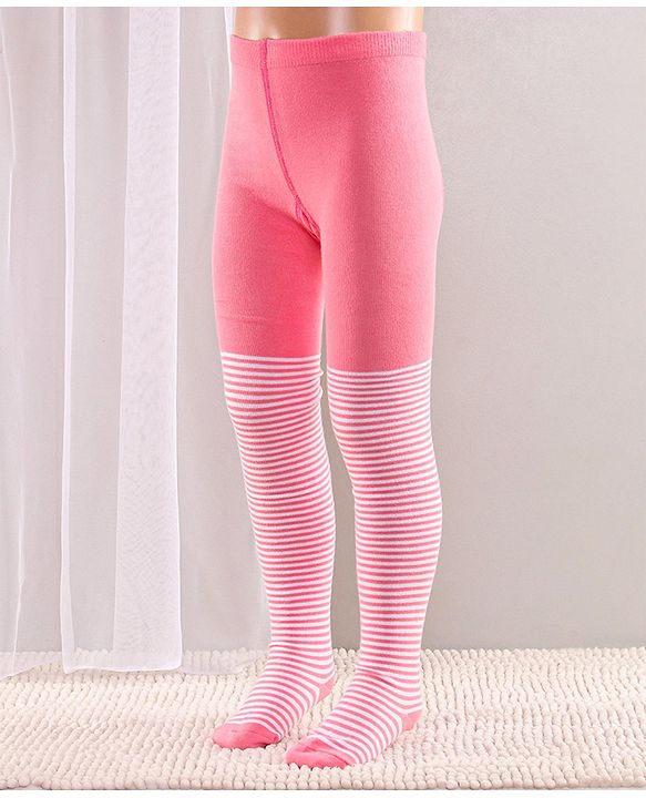 Cute Walk by Babyhug Full Length Anti-Bacterial Tights Pack of 2 - Pink Navy