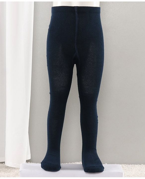 Cute Walk by Babyhug Full Length Anti-Bacterial Solid Tights - Navy Blue