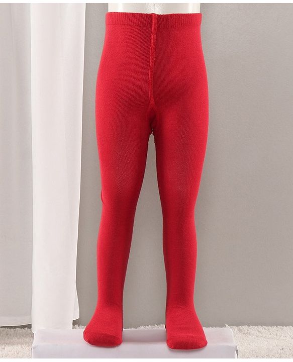 Cute Walk by Babyhug Full Length Anti-Bacterial Solid Tights - Red