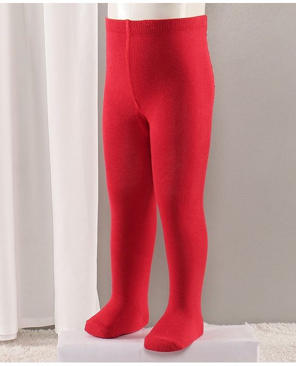 Cute Walk by Babyhug Full Length Anti-Bacterial Solid Tights - Red