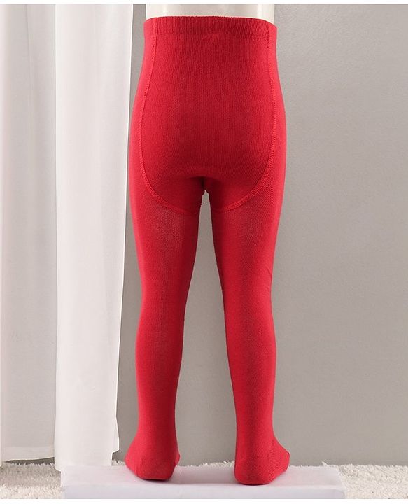 Cute Walk by Babyhug Full Length Anti-Bacterial Solid Tights - Red