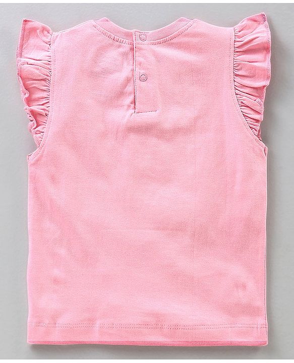 Babyhug Flutter Sleeves Top Mermaid Print - Pink