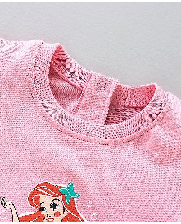 Babyhug Flutter Sleeves Top Mermaid Print - Pink