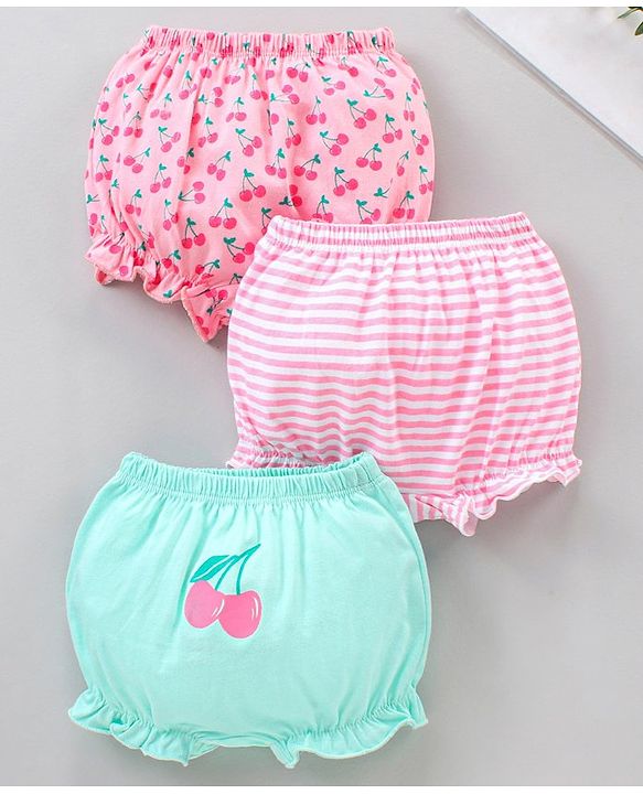 Babyhug Cotton Bloomers Set Printed Pack of 3 - Pink Blue