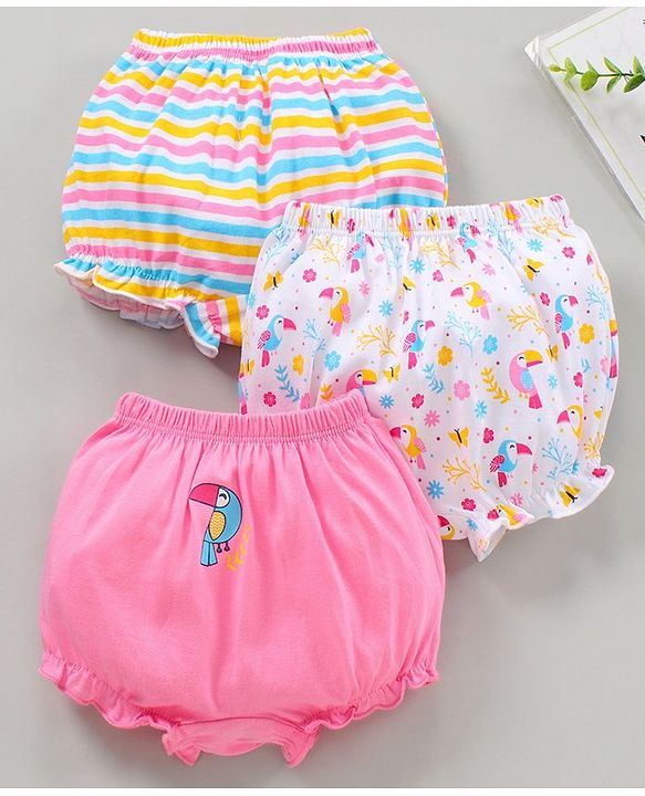 Babyhug Cotton Bloomers Printed Pack of 3- Multicolor
