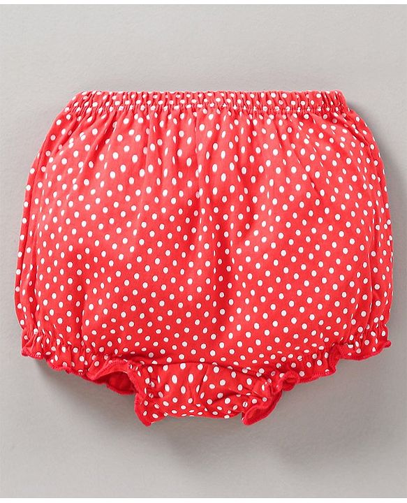 Babyhug Cotton Bloomers Stripes & Polka Dots Print Pack of 3 - Red White