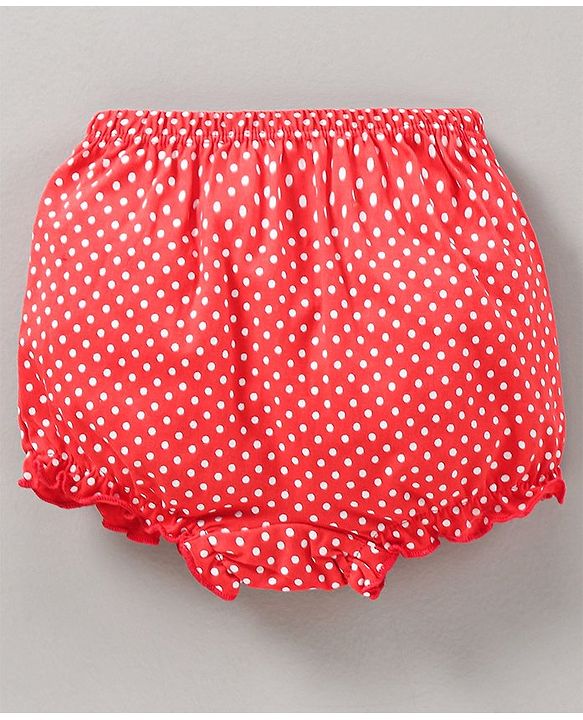 Babyhug Cotton Bloomers Stripes & Polka Dots Print Pack of 3 - Red White