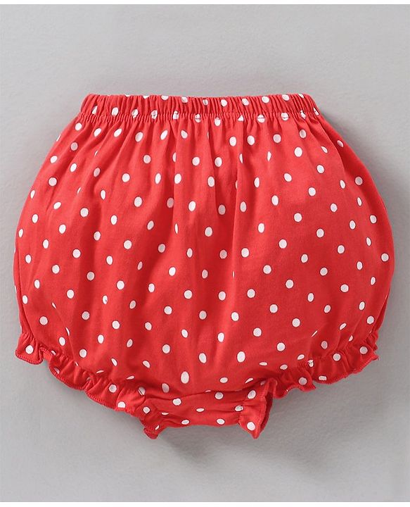 Babyhug Cotton Bloomers Stripes & Polka Dots Print Pack of 3 - Red White
