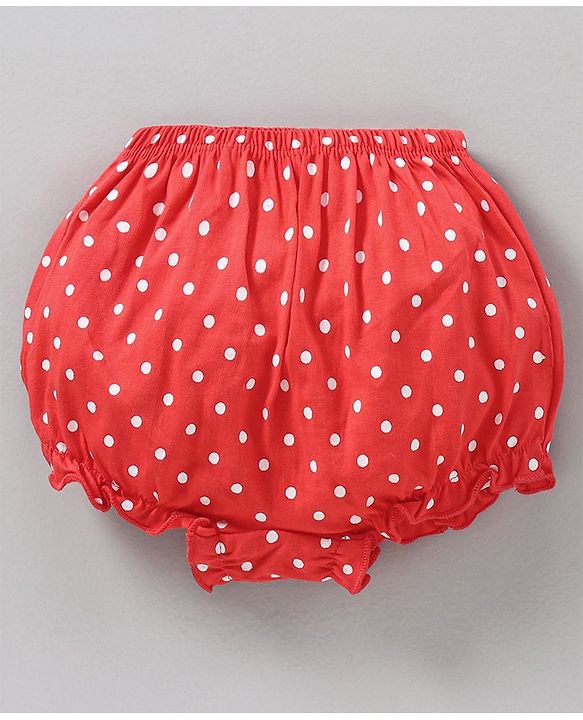 Babyhug Cotton Bloomers Stripes & Polka Dots Print Pack of 3 - Red White