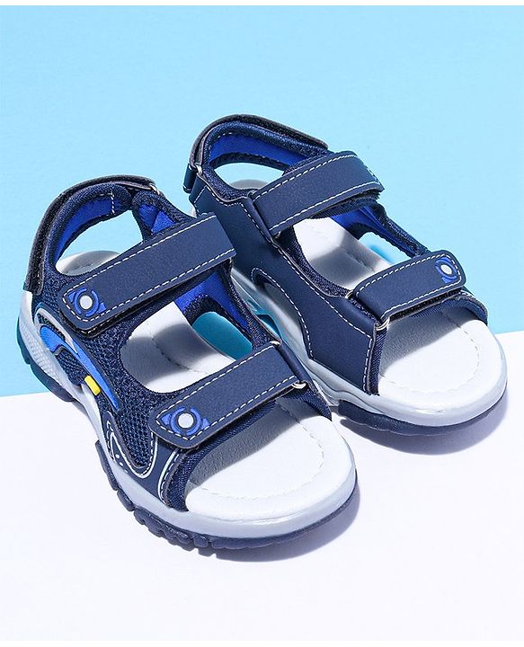 Cute Walk by Babyhug Solid Velcro Sandals with Applique - Blue