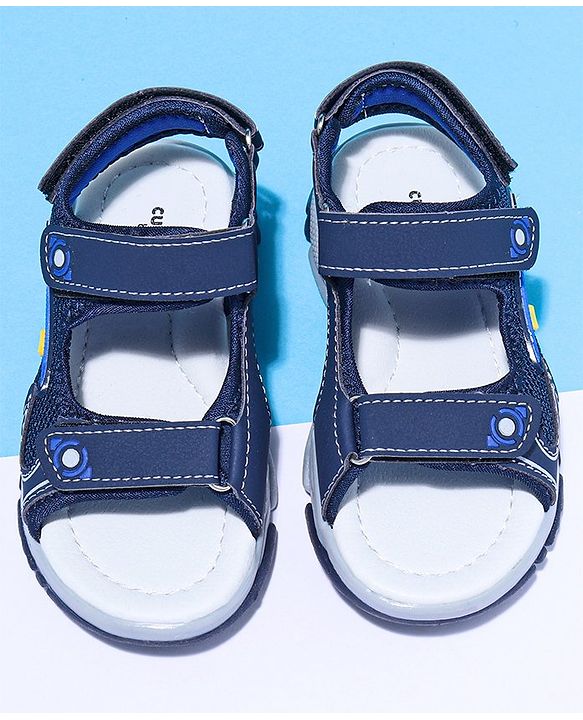 Cute Walk by Babyhug Solid Velcro Sandals with Applique - Blue