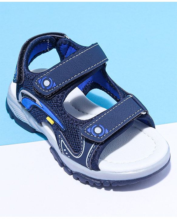 Cute Walk by Babyhug Solid Velcro Sandals with Applique - Blue