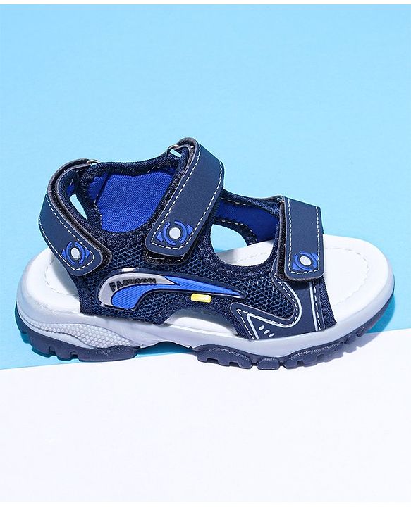 Cute Walk by Babyhug Solid Velcro Sandals with Applique - Blue