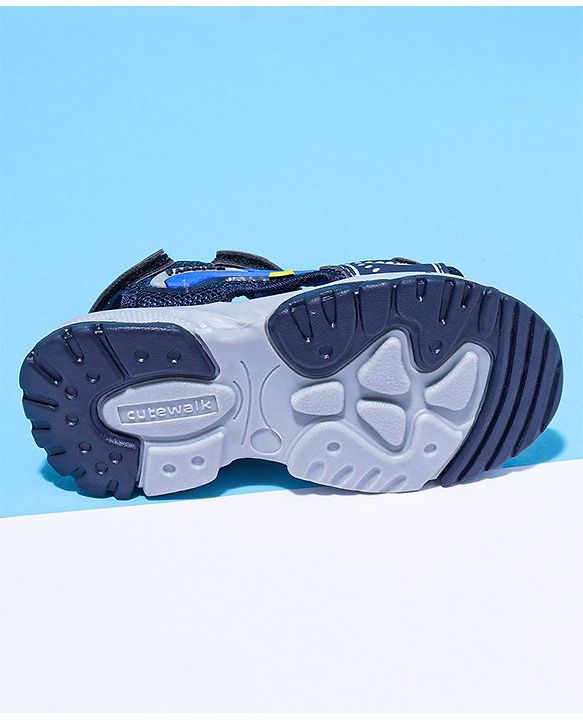 Cute Walk by Babyhug Solid Velcro Sandals with Applique - Blue