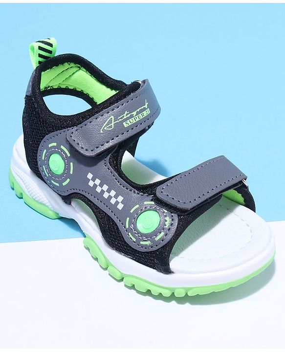 Cute Walk by Babyhug Velcro Sandals Text Print with Applique - Grey