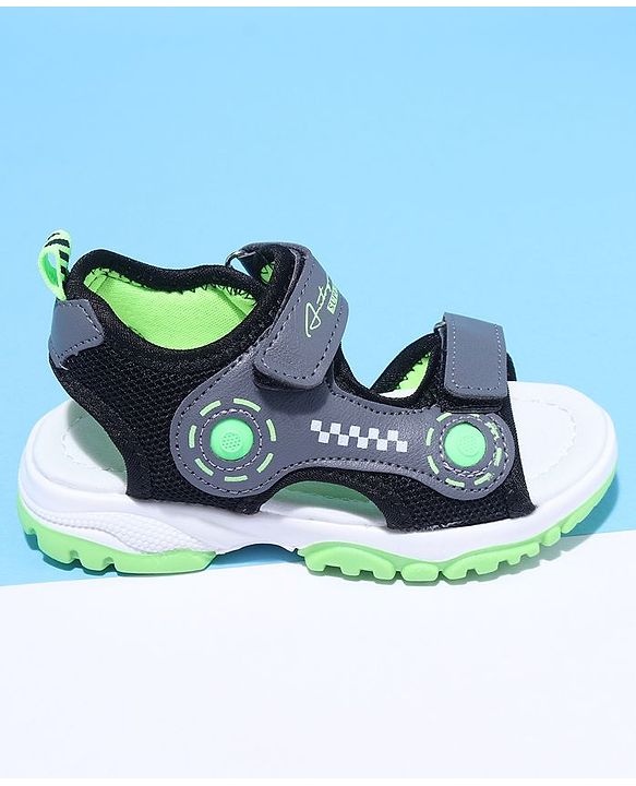 Cute Walk by Babyhug Velcro Sandals Text Print with Applique - Grey