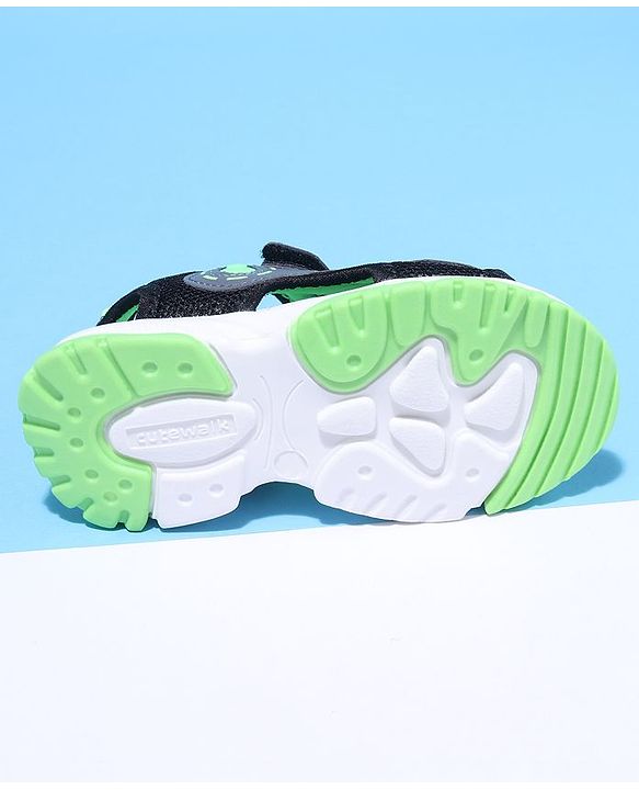 Cute Walk by Babyhug Velcro Sandals Text Print with Applique - Grey